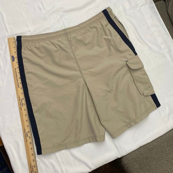 Vintage OP Ocean Pacific Men's Boardshorts Size Large Cream Stripe Swim Trunks - Picture 5 of 10